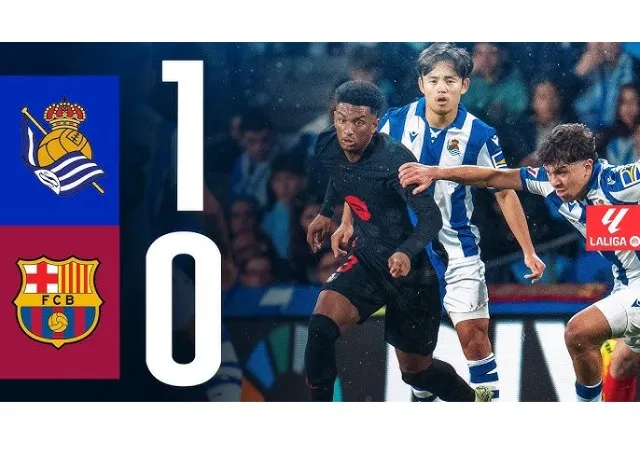 Chuỗi trận bất bại của Barca bị chặn đứng bởi Real Sociedad