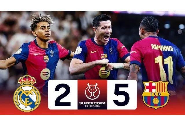 Real thua tan nát trước Barca với tỷ số đậm 2-5 trận tranh siêu cúp