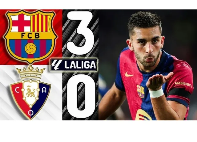 Barca thắng đậm Osasuna 3-0 giữ vững top 1 Laliga