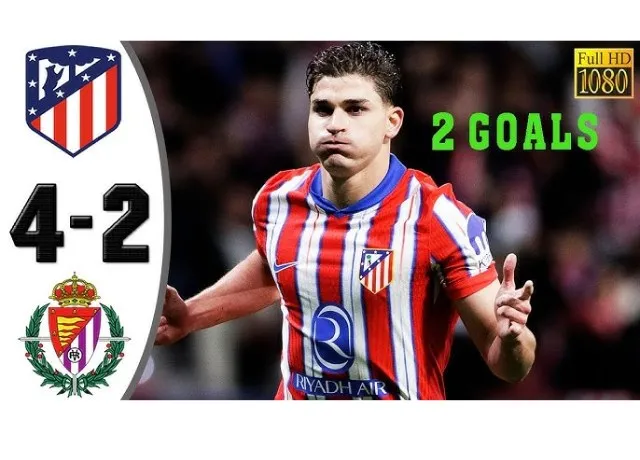 Atletico Madrid đánh bại Valladolid với tỷ số 4-2