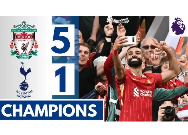 Liverpool vùi dập Tottenham 5-1 và giành chức vô địch NHA